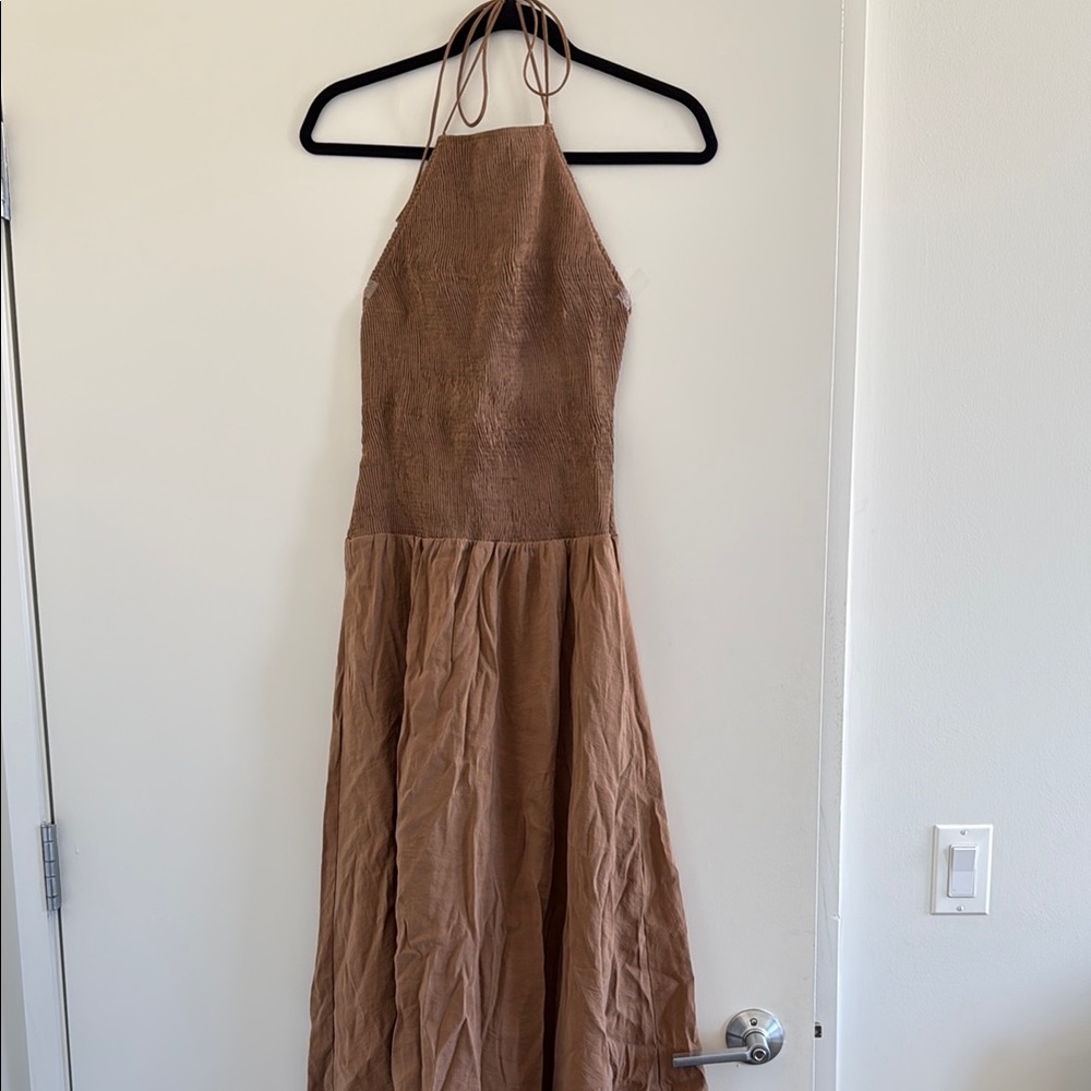 Zara Brown Halter Dress